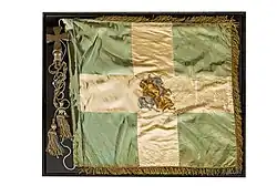 The Greek military flag used during the Victory Parade in Arc de Triomphe