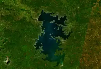 Lake Manantali. The town is located on the north-western side of the lake.