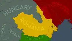 Romania on 23 August 1944, after King Michael's coup and its withdrawal from the Axis. German troops were present on the eastern front at the time.