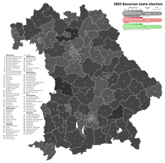 2003 Bavarian state election, Black is CSU, Red is SPD,