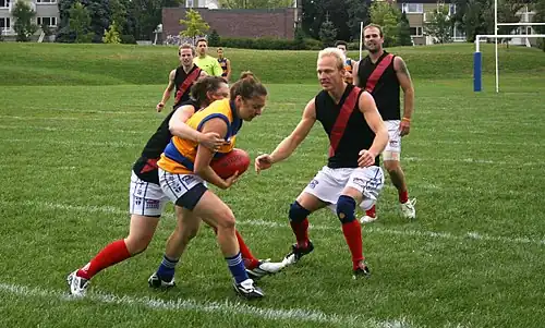Action from the 2010 ECAFL Grand Final in Quebec, Canada