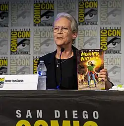 Jamie Lee Curtis Holding Mother Nature at San Diego Comic Con 2023