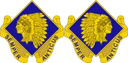 The DUI of the 45th Division is one of only a few that are authorized a mirror image.