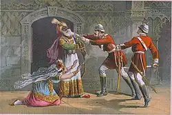 "The seizure of the King of Delhi by Capt Henry M Hodson of Hodson's Horse", painted by a British artist in 1878