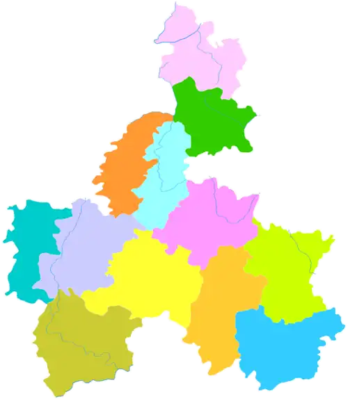 Luodian is the division at the southwest corner of this map of Qiannan