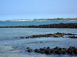 Fish trap at viewed from the beach