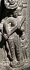Saraswati with an alapini vina or possibly eka-tantri vina. The instrument has no apparent resonator except the thick tube of the body. Alapini vinas tended to have narrower tubes.[5] 12th century C.E.