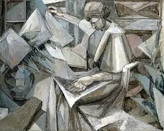 Albert Gleizes, 1910, La Femme aux Phlox (Woman with Phlox), oil on canvas, 81 × 100&nbsp;cm, Museum of Fine Arts, Houston