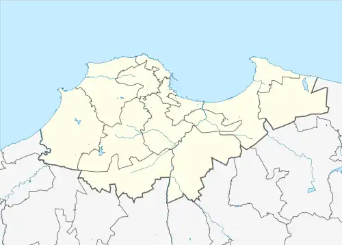 Map showing the location of El-Mouradia Forest