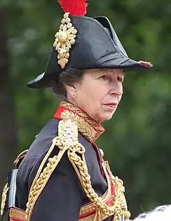 Anne, Princess Royal, as Colonel of the Blues and Royals, at the Trooping the Colour in 2013.
