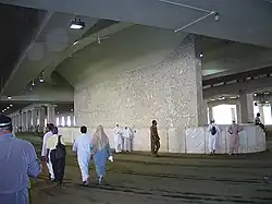The largest Jamarah (pillar). These pillars depict the evils in Islam and are stoned by the devotees.