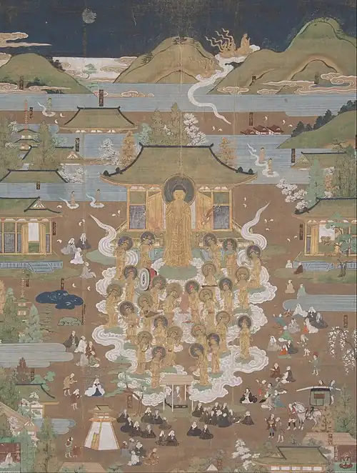 The Amida welcomes Chûjôhime to the Western Paradise, hanging scroll painting, 16th century, owned by the University of Michigan Museum of Art[2]