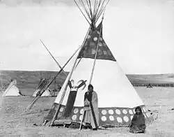 Tsuu T'ina painted hide tipi, Alberta, Canada