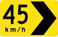(D4-V110) Curve marker with Advisory Speed (right, used in Victoria)