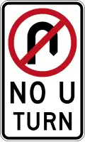 (R2-5) No U-turn (used in the Australian Capital Territory, New South Wales and the Northern Territory)