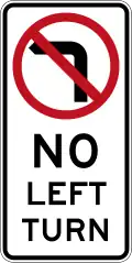 (R2-6) No Left Turn (used in the Australian Capital Territory, New South Wales and the Northern Territory)