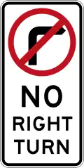 (R2-6) No Right Turn (used in the Australian Capital Territory, New South Wales and the Northern Territory)