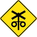 (W7-4) Railway Level Crossing with Flashing Signals ahead