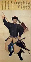 畫阿玉錫持矛盪寇圖 Ayusi assailing the rebels with a lance, 1755