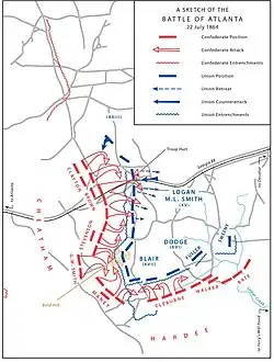 Map of the Battle of Atlanta, 22 July 1864