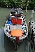 A river fishing boat for crab harvesting.