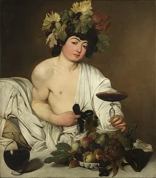 Caravaggio, Bacchus, c. 1595, Oil on canvas, 95 x 85&nbsp;cm., Galleria degli Uffizi, Florence