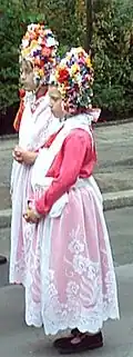 Bambrzy wearing unmarried woman's headpiece