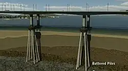 Battered pilings