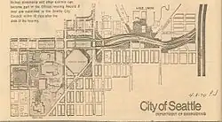 A map of the elevated option for the Bay Freeway, subject to public hearings in 1970
