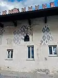 Part of the lozenge decoration of the rooms in the east wing of the castle, second half of the 14th century.