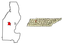 Location of Camden in Benton County, Tennessee.