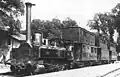 Early mallet locomotive and train in France, circa 1876