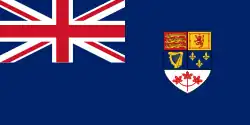 Blue Ensign worn as a jack by the Royal Canadian Navy 1957–1965 (with red maple leaves in the shield)
