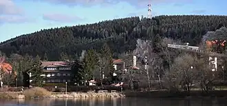 West side of the Bocksberg with the Kranicher Teich and village of Hahnenklee in the foreground