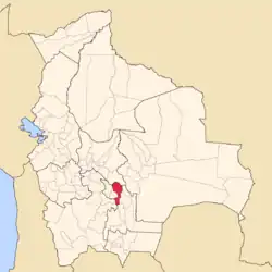 Location of Jaime Zudáñez Province within Bolivia