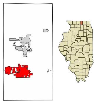 Location of Belvidere in Boone County, Illinois