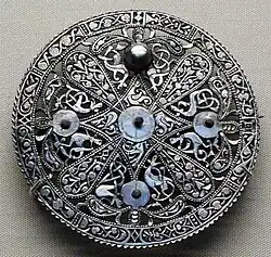 Brooch from the Pentney Hoard, in the Trewhiddle style.