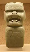 Kunz axe; 1200–400 BC; polished green quartz (aventurine); height: 29&nbsp;cm, width: 13.5&nbsp;cm; British Museum (London)