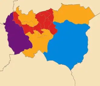 2016 &nbsp;&nbsp;Labour Party: 8 &nbsp;&nbsp;Liberal Democrats: 5 &nbsp;&nbsp;Conservative Party: 1 &nbsp;&nbsp;UK Independence Party: 1