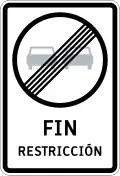 RR-9 End prohibition or restriction (in this case, the overtaking prohibition has ended)