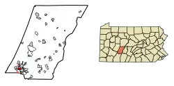 Location of Southmont in Cambria County, Pennsylvania.