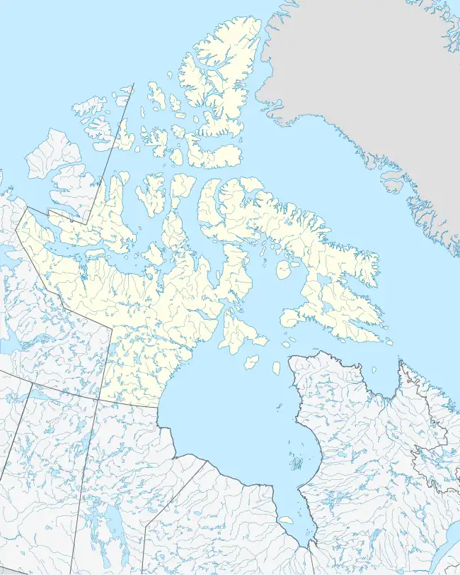 Map showing the location of Isulijarniq Migratory Bird Sanctuary