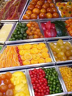 Candied fruit on display