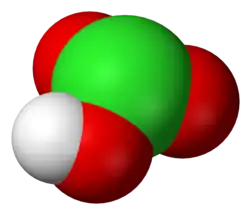 Molecular structure of chloric acid.