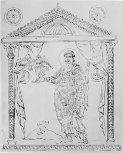 The Caesar Constantius Gallus in a later copy of the Chronography of 354, with one of the best surviving indications of what the pictures on clothes described by Asterius looked like.