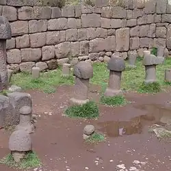 Phallus-shaped stone sculptures at Inka Uyu