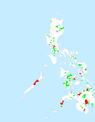 "Map of the Philippines showing its cities and municipalities"
