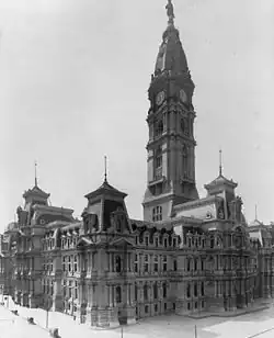 Black-and-white photograph of Philadelphia's City Hall