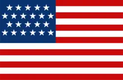 Digital reconstruction of a 22 star "exclusionary" American flag raised by Peace Democrats in San Francisco, California in 1864[34]