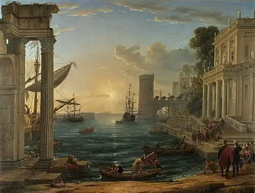 Claude Lorrain, The Embarkation of the Queen of Sheba, 1648, 149 × 194&nbsp;cm., National Gallery, London